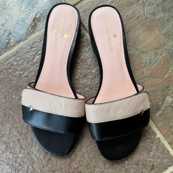 Kate Spade Black Leather Cafe Slide Sandals 6.5 - Picture 2 of 8